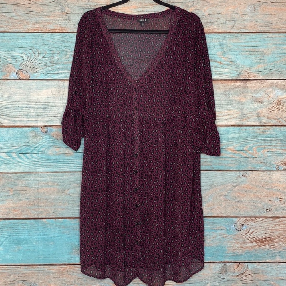 Torrid Purple Animal Print Dress Size 1X